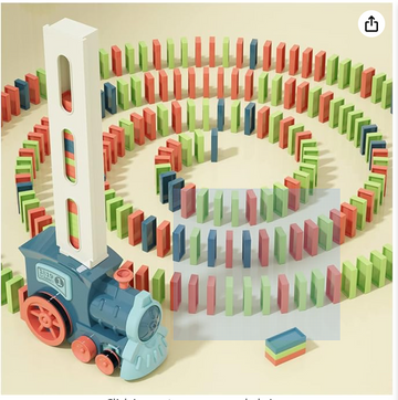 PREPHY Kids Games Domino Train Toys: 180PCS Automatic Stacking Creative Game 3+ Year Old - Stem Montessori Toy for Boys 4-6 - Summer Autistic Christmas Birthday Gifts 5 6 Toddler Girls Ages 4-8